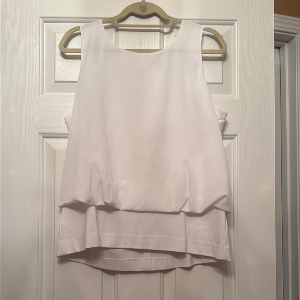 CAbi White Sleeveless Tiered Tank Top